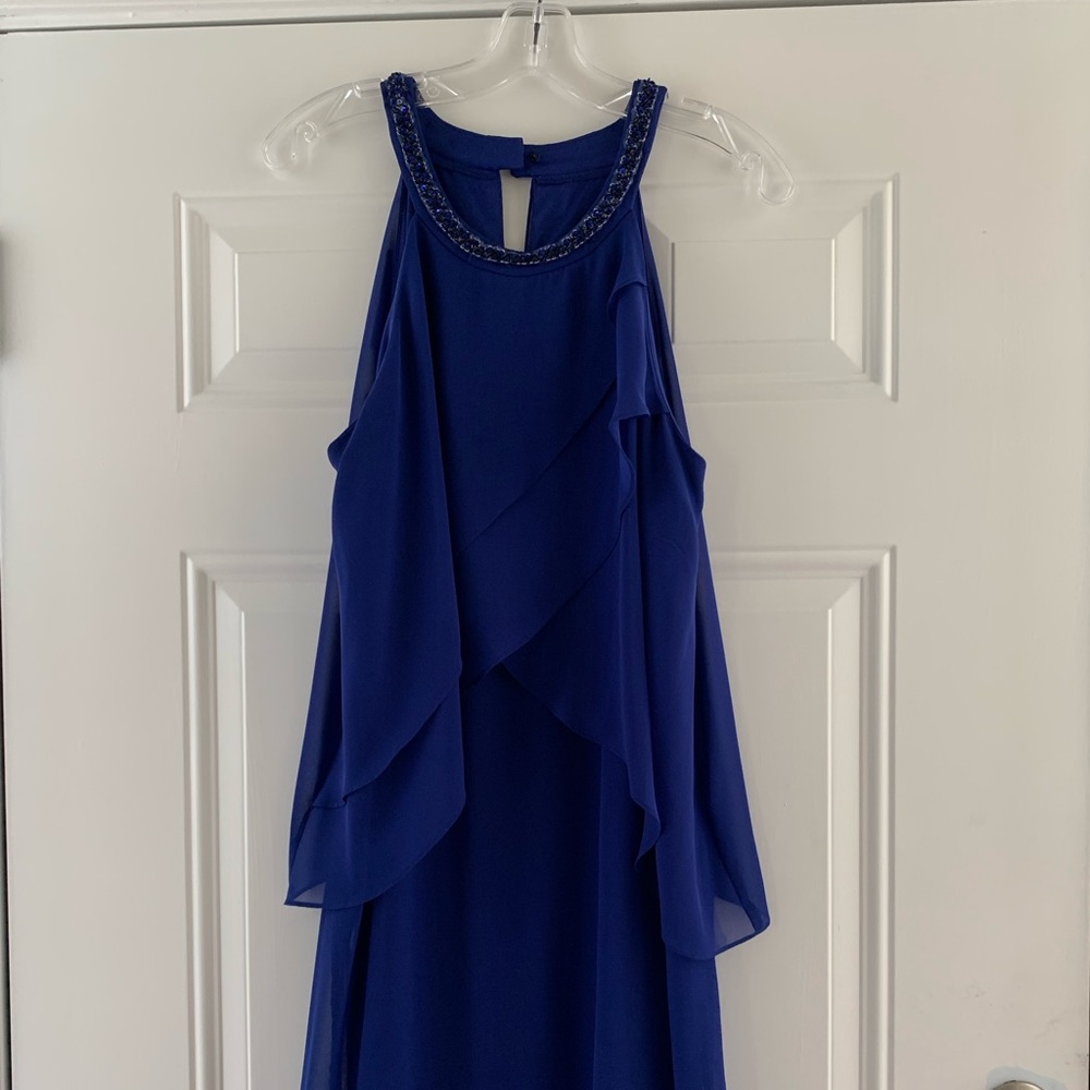 Dress!!  Royal Blue Tiered Chiffon Dress!  Cruise, party, wedding!